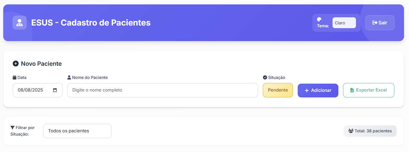 Sistema ESUS - Cadastro de Pacientes